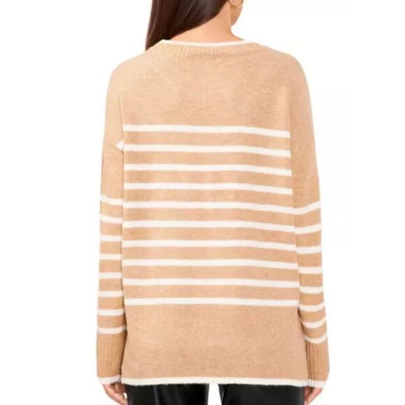 VINCE CAMUTO 🎉HP X2🎉 NWT - L Sz L Round-Neck Striped Sweater/Latte - Picture 12 of 16